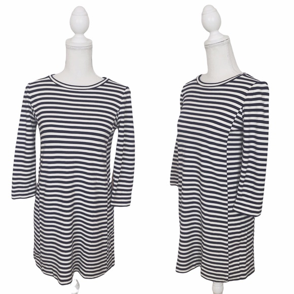 J.Crew Blue White Striped Ponte T-Shirt Dress XS - Picture 2 of 7